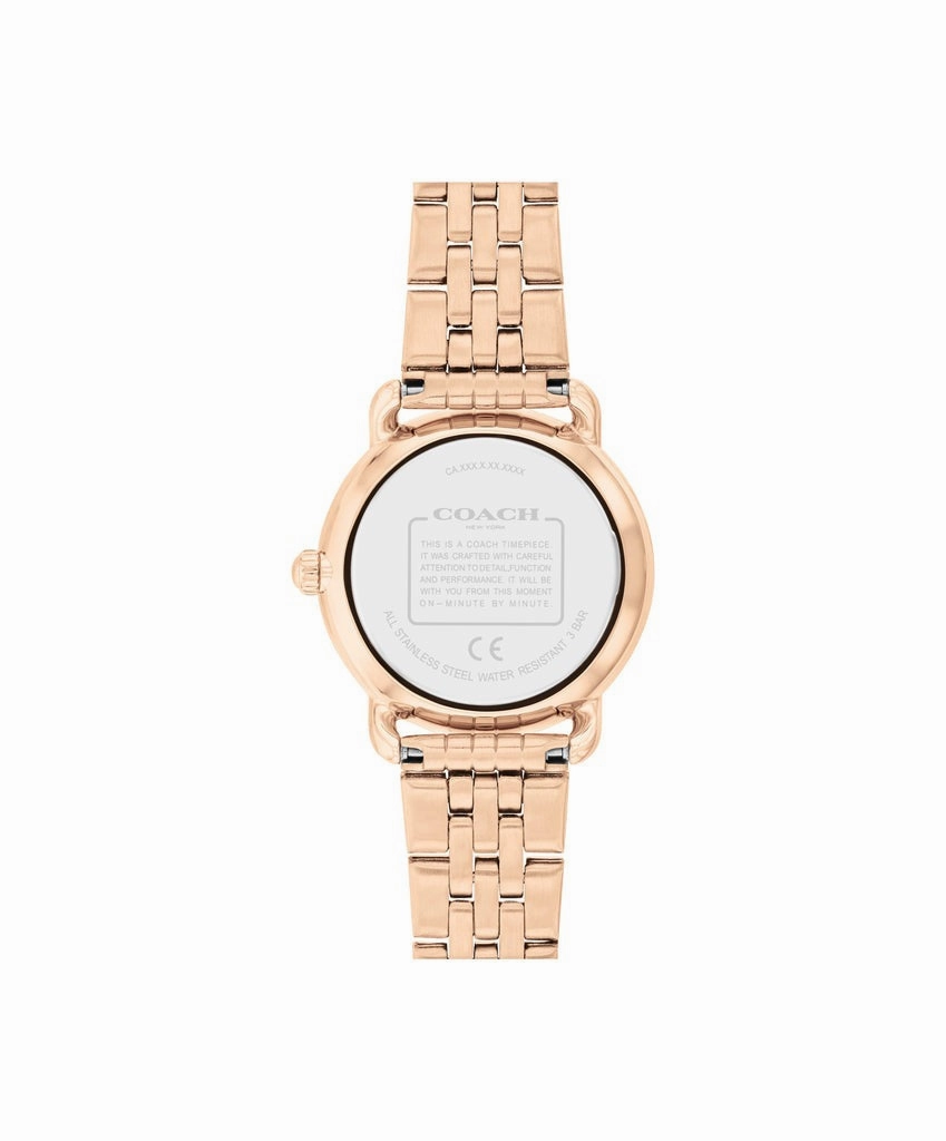 COACH ELLIOT HORSE & CARRIAGE PINK DIAL ROSE-TONED BRACELET WATCH 14504444
