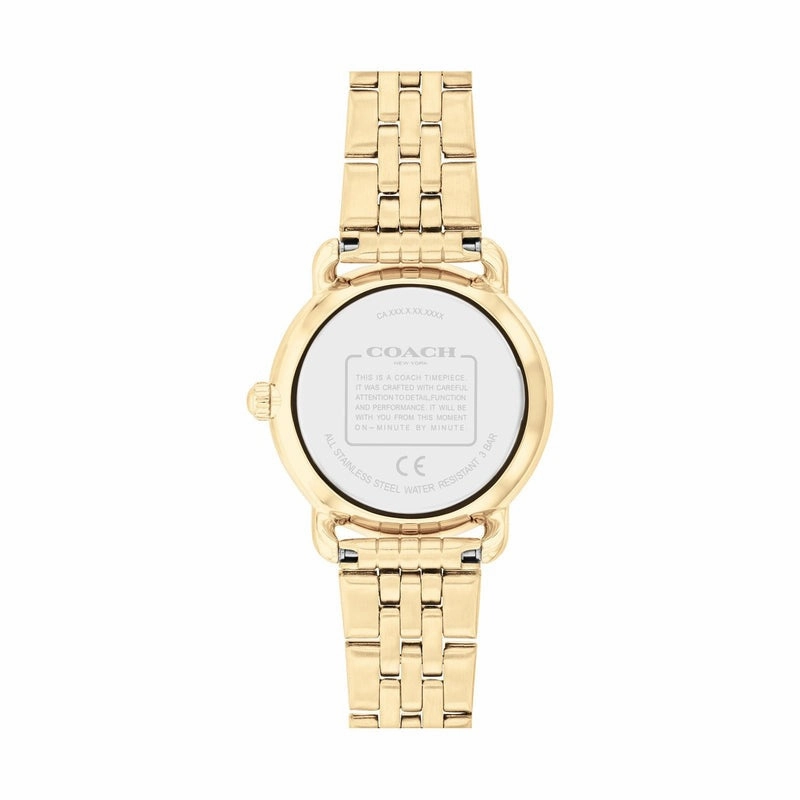 COACH ELLIOT HORSE & CARRIAGE RED DIAL GOLD-TONED BRACELET WATCH 14504446