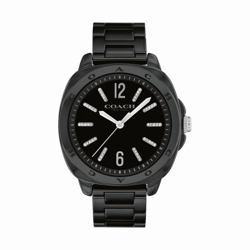 COACH KITT CRYSTAL BLACK CERAMIC BRACELET WATCH 14504412