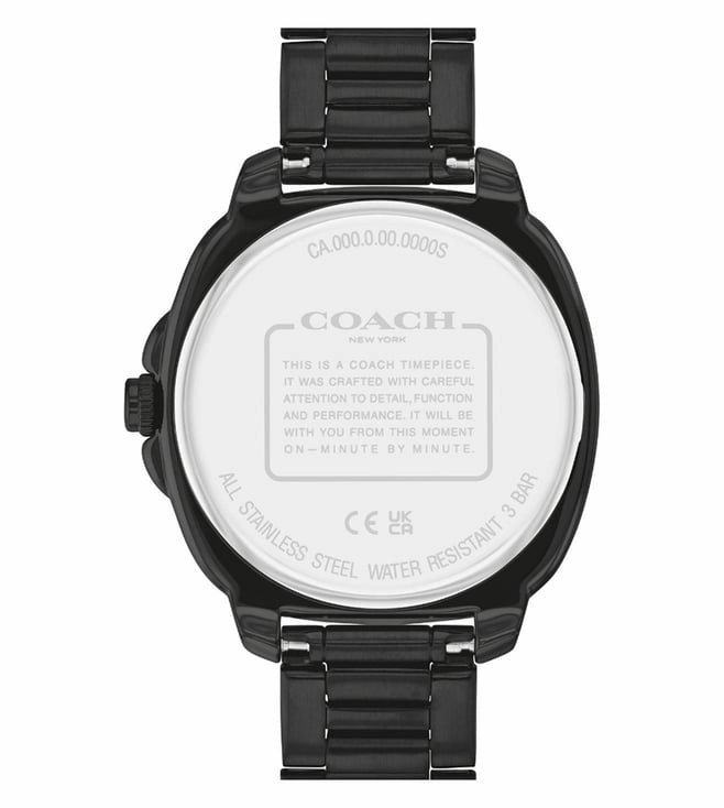COACH KITT CRYSTAL CHRONOGRAPH BLACK STEEL WATCH 14504396