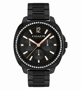 COACH KITT CRYSTAL CHRONOGRAPH BLACK STEEL WATCH 14504396