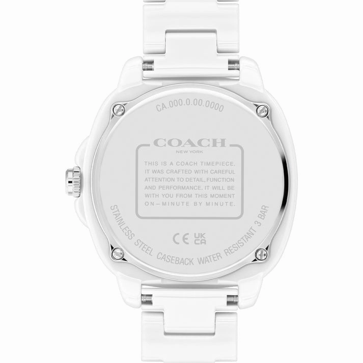 COACH KITT CRYSTAL WHITE CERAMIC BRACELET WATCH 14504407