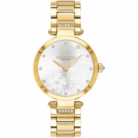 Coach Women's Watch - Park Quartz Silver Dial Yellow Gold Steel Bracelet | 14503625