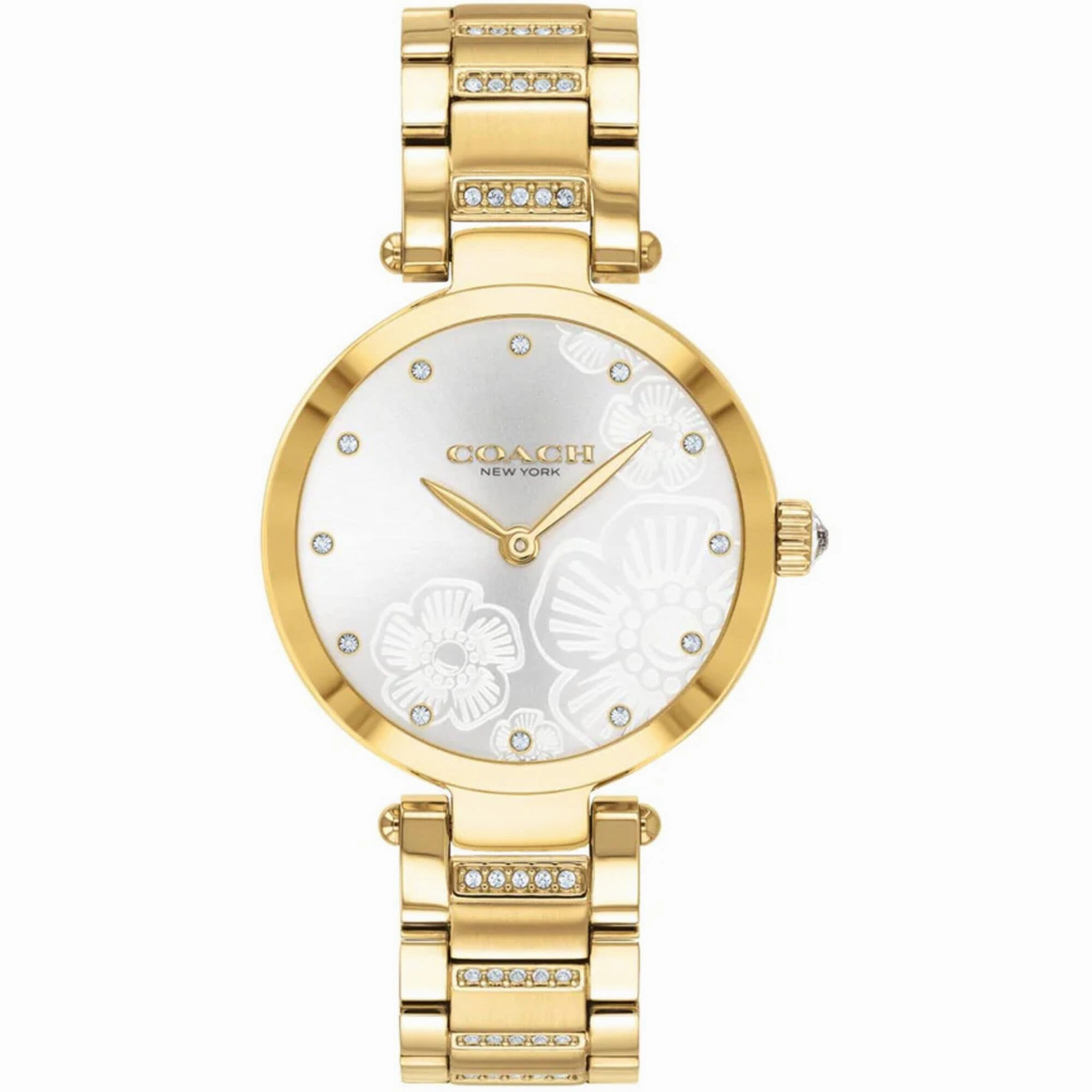 Coach Women's Watch - Park Quartz Silver Dial Yellow Gold Steel Bracelet | 14503625