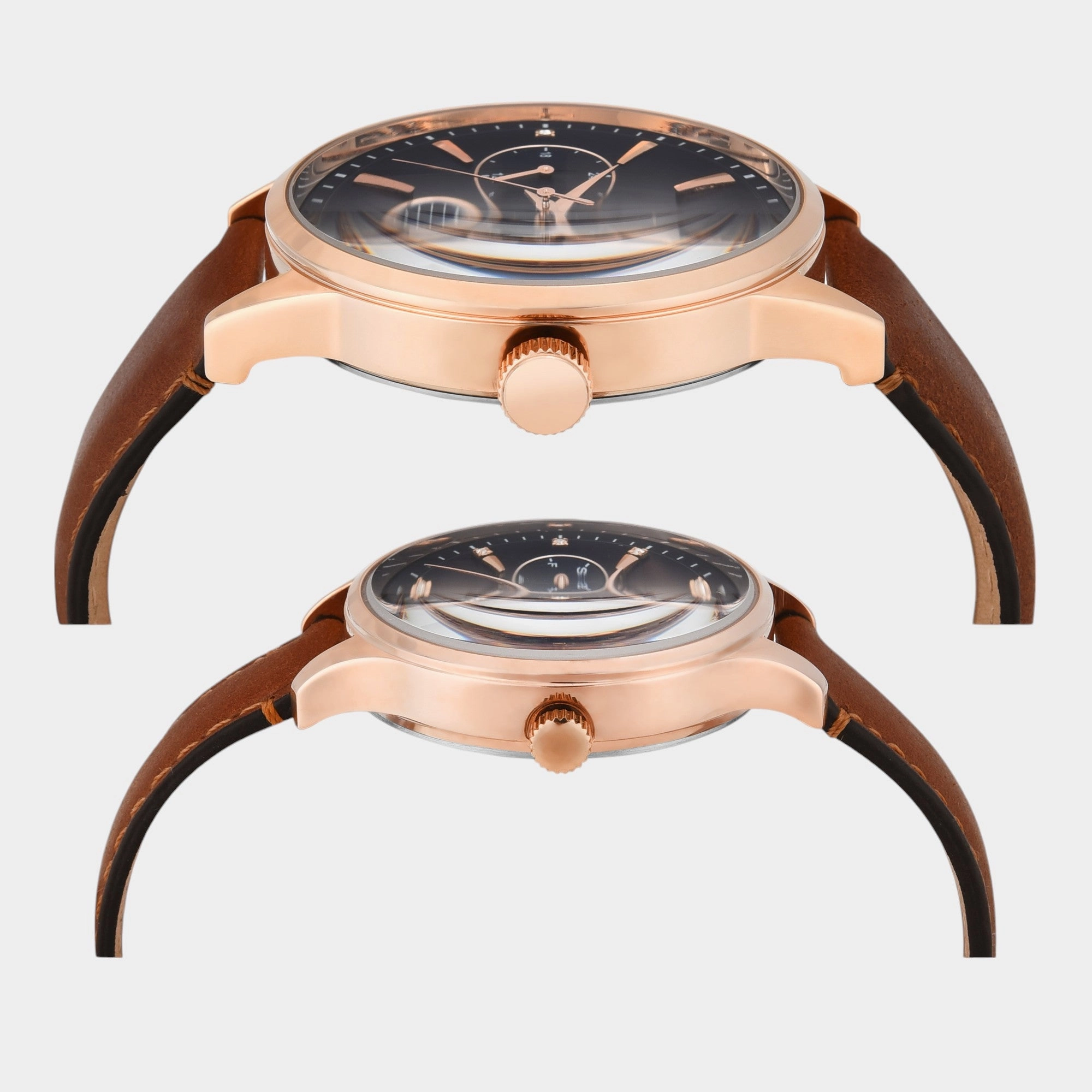 Couple Quartz Blue Dial Multi-Function Leather Watch TW00PR302