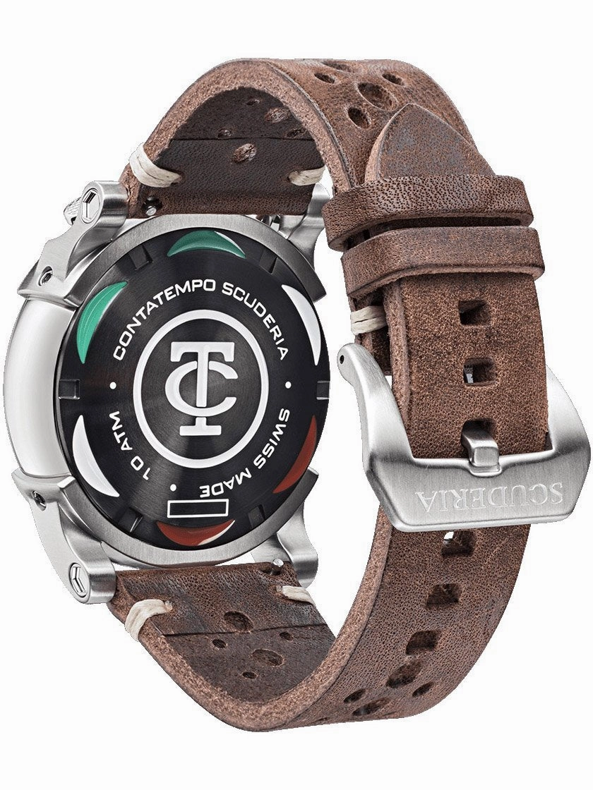 CT Scuderia BULLET HEAD CHEQUERED FLAG Brown Swiss Made Mens Watch CWEH00119