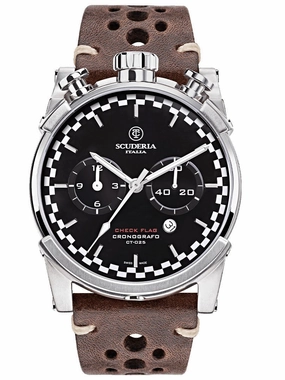 CT Scuderia BULLET HEAD CHEQUERED FLAG Brown Swiss Made Mens Watch CWEH00119