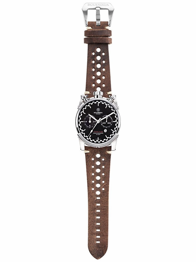CT Scuderia BULLET HEAD CHEQUERED FLAG Brown Swiss Made Mens Watch CWEH00119