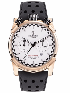 CT Scuderia BULLET HEAD CHEQUERED FLAG Brown Swiss Made Mens Watch CWEH00219