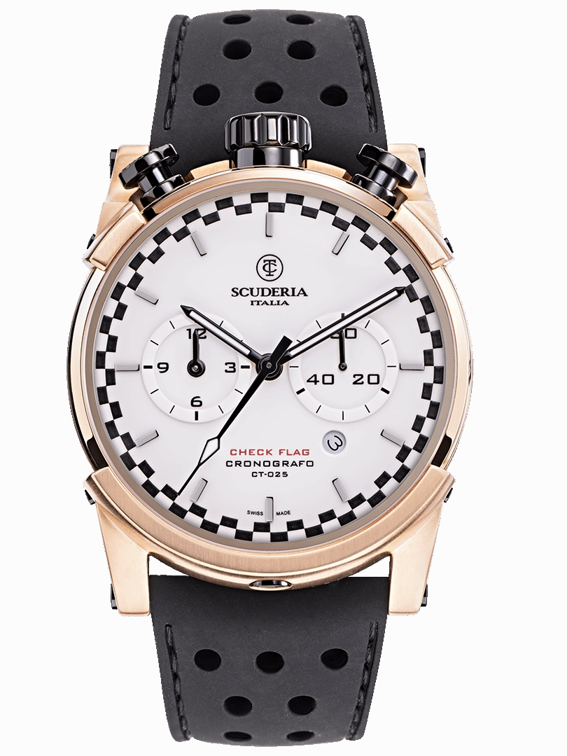 CT Scuderia BULLET HEAD CHEQUERED FLAG Brown Swiss Made Mens Watch CWEH00219