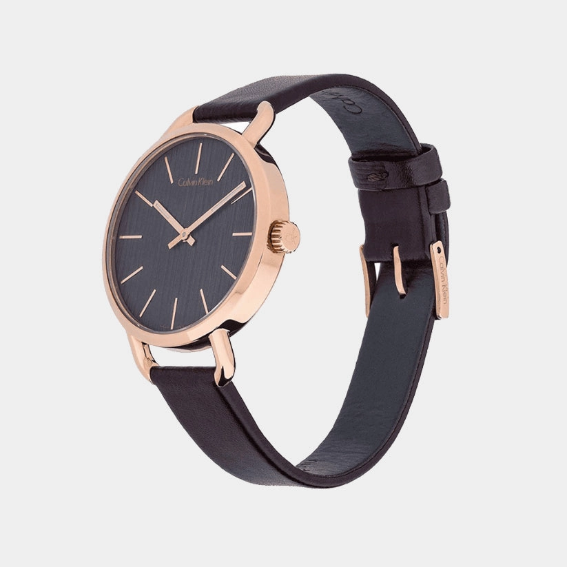 Damenuhr Women Quartz Black Dial Analog Leather Watch K7B236G3