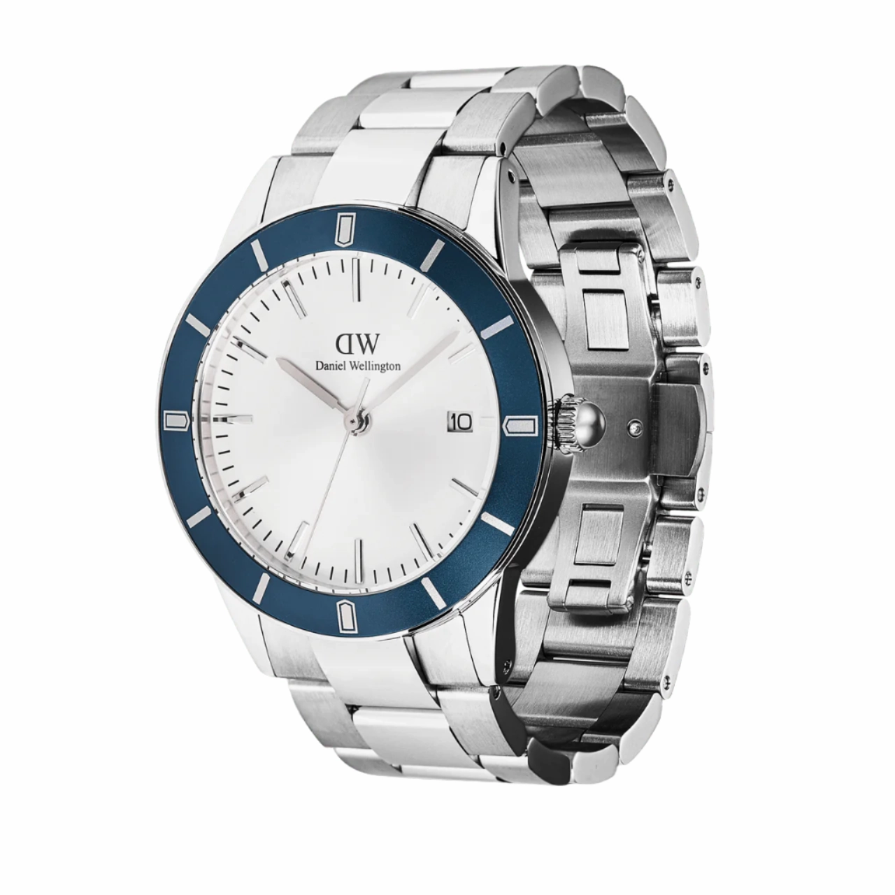 Daniel Wellington Iconic Paradigma Link Blue Bezel White Dial Watch DW00100818