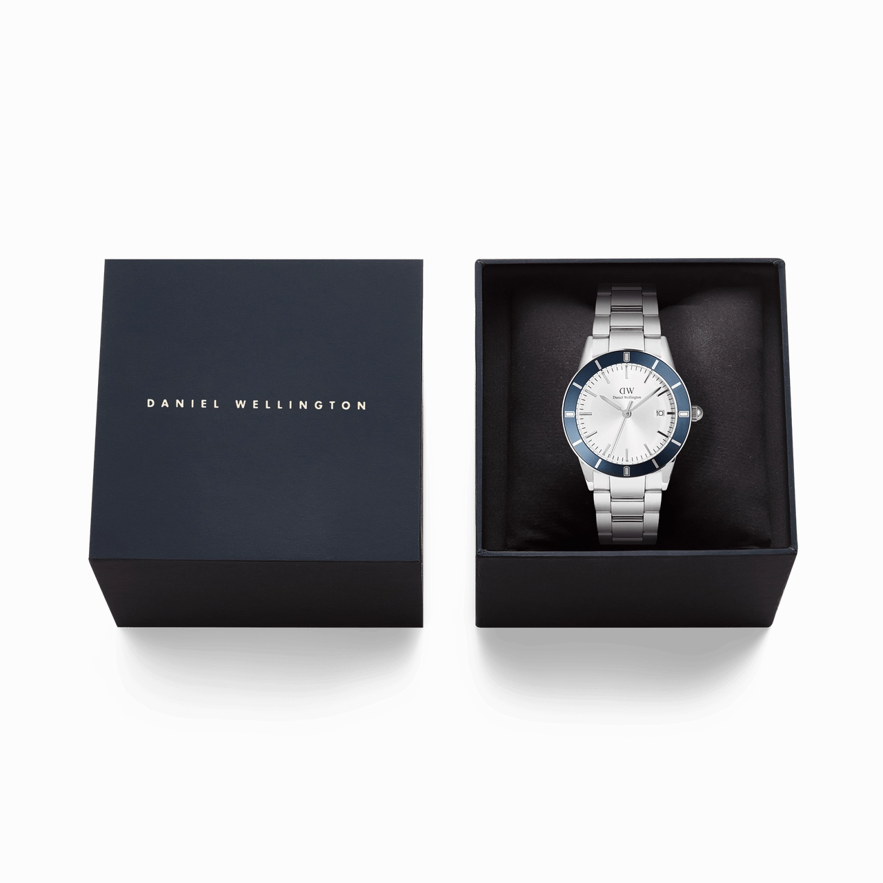 Daniel Wellington Iconic Paradigma Link Blue Bezel White Dial Watch DW00100818