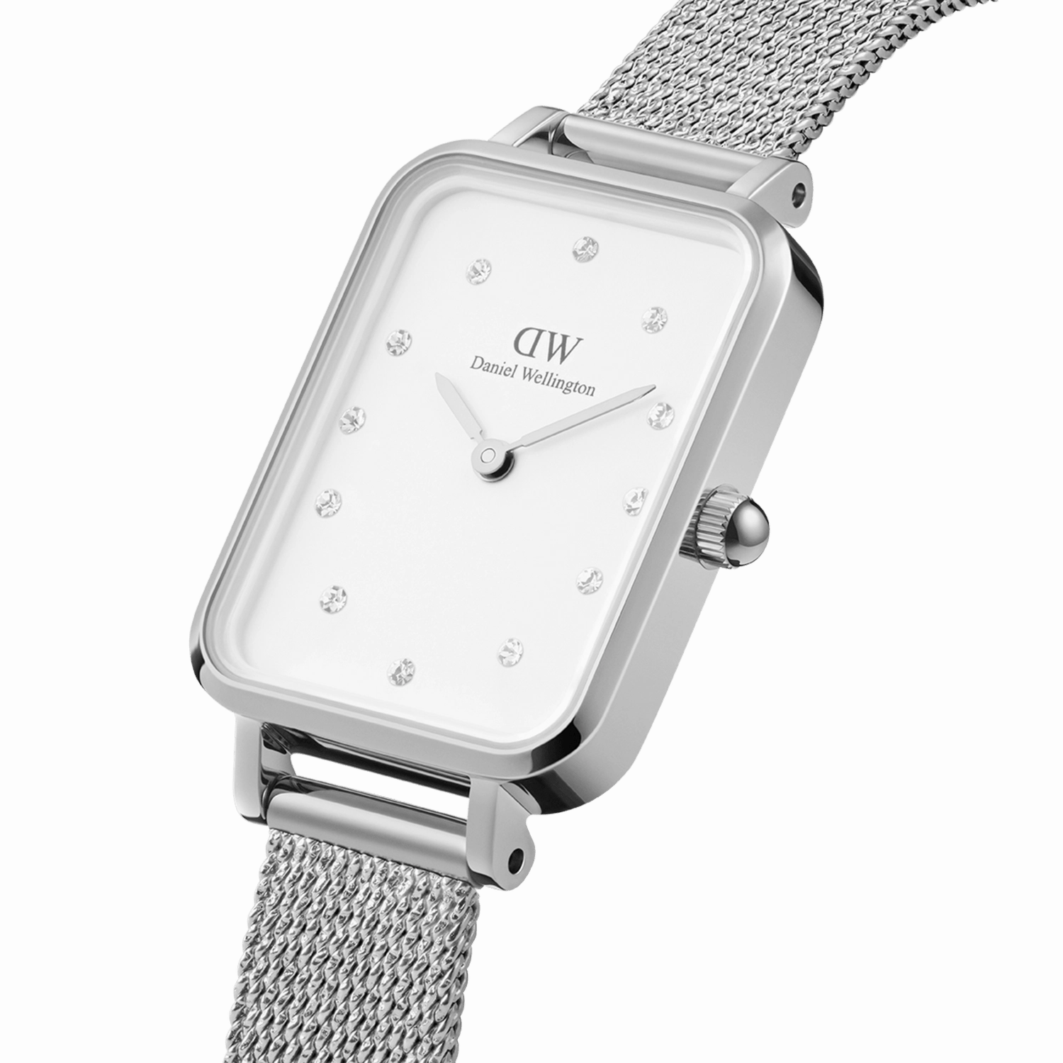 Daniel Wellington Quadro Lumine Pressed Sterling White Dial Watch DW00100597