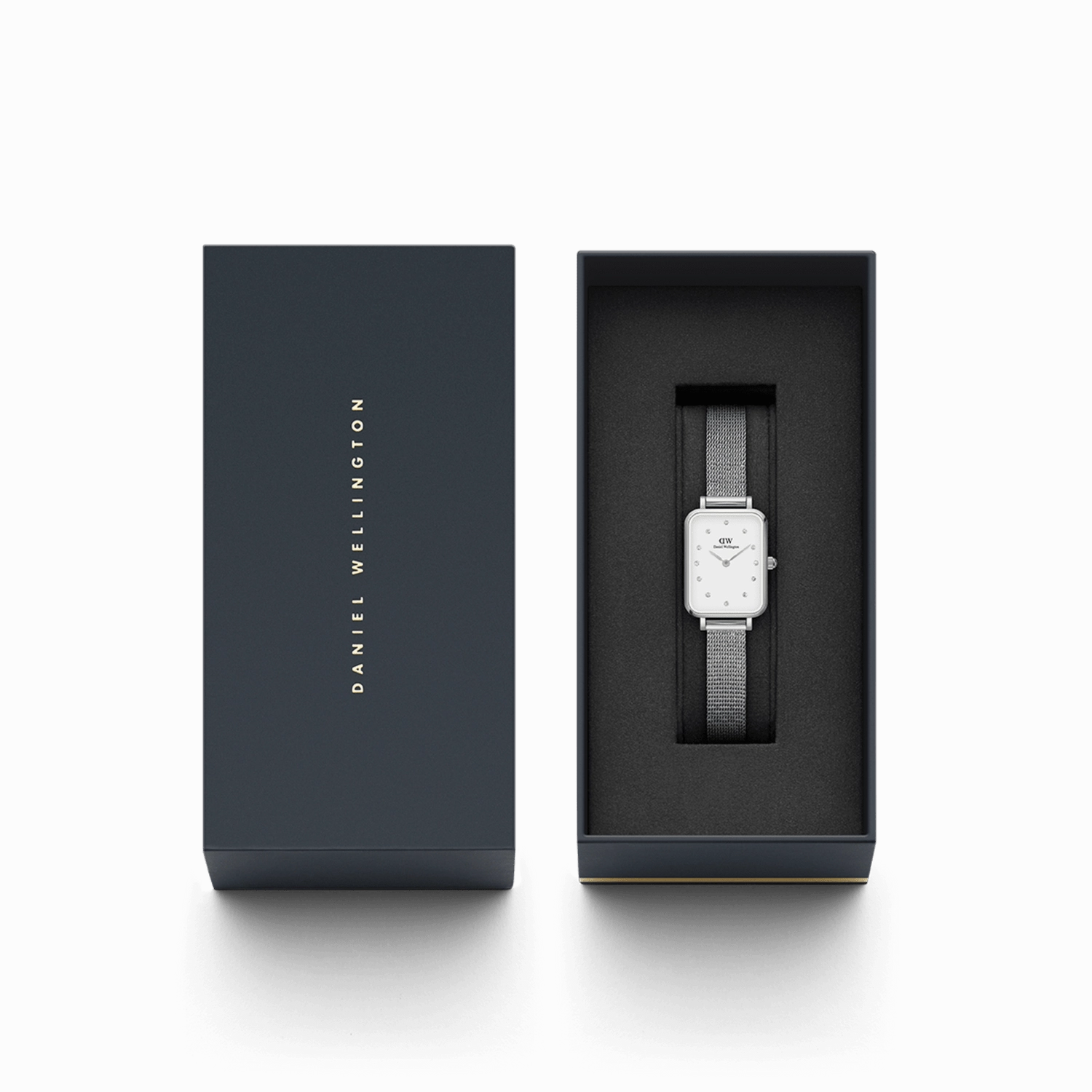 Daniel Wellington Quadro Lumine Pressed Sterling White Dial Watch DW00100597