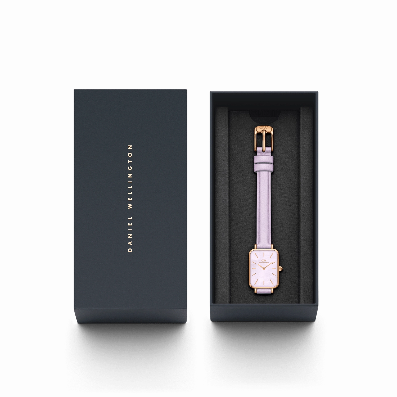Daniel Wellington Quadro Purple Leather 20x26mm Purple Mother of Pearl Dial Watch DW00100637