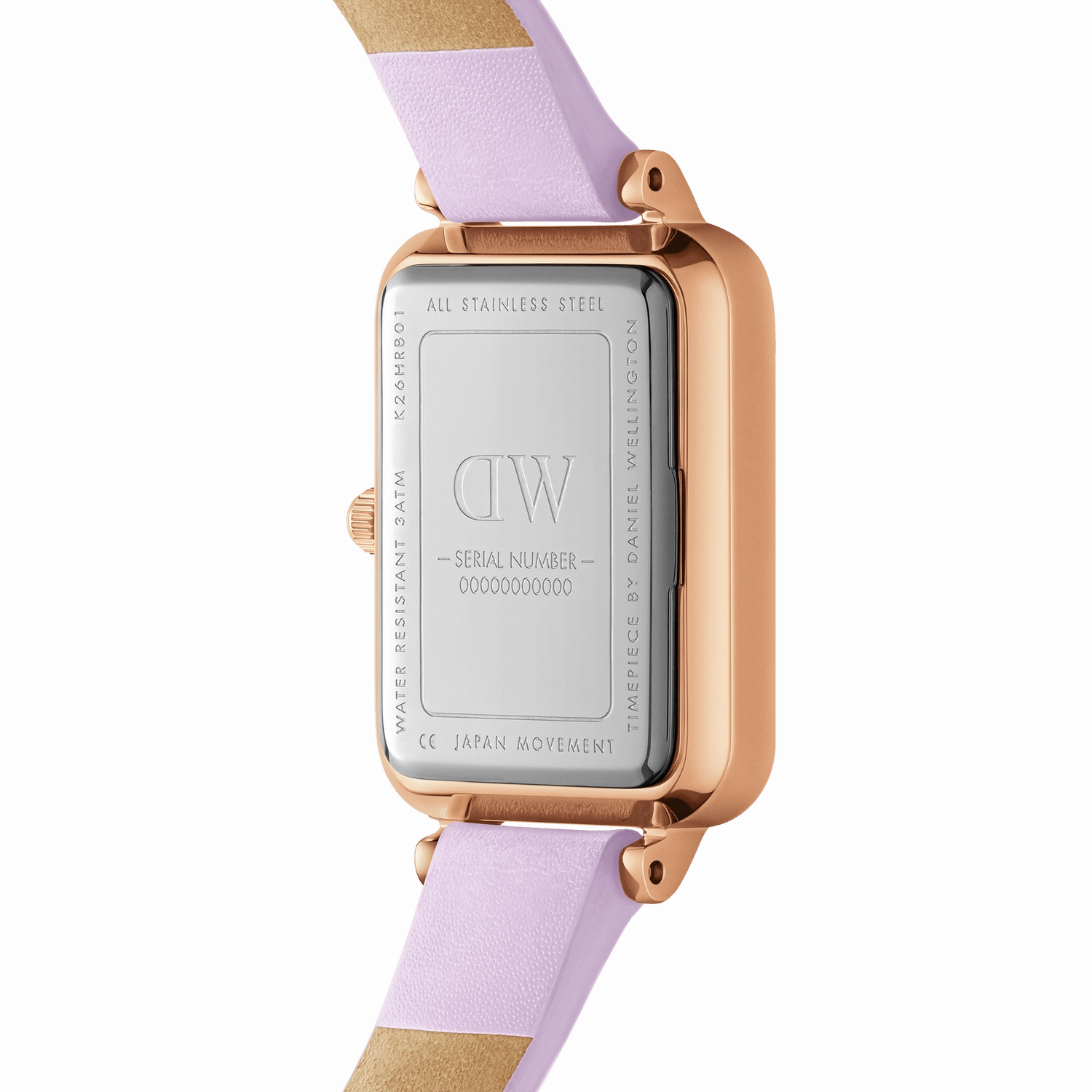 Daniel Wellington Quadro Purple Leather 20x26mm Purple Mother of Pearl Dial Watch DW00100637
