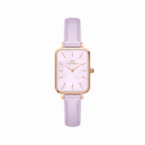 Daniel Wellington Quadro Purple Leather 20x26mm Purple Mother of Pearl Dial Watch DW00100637