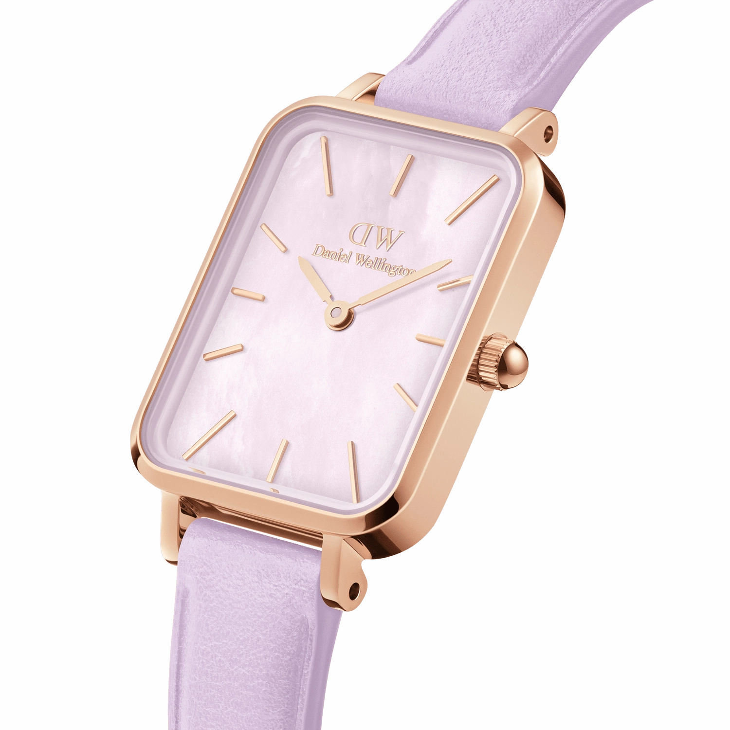 Daniel Wellington Quadro Purple Leather 20x26mm Purple Mother of Pearl Dial Watch DW00100637