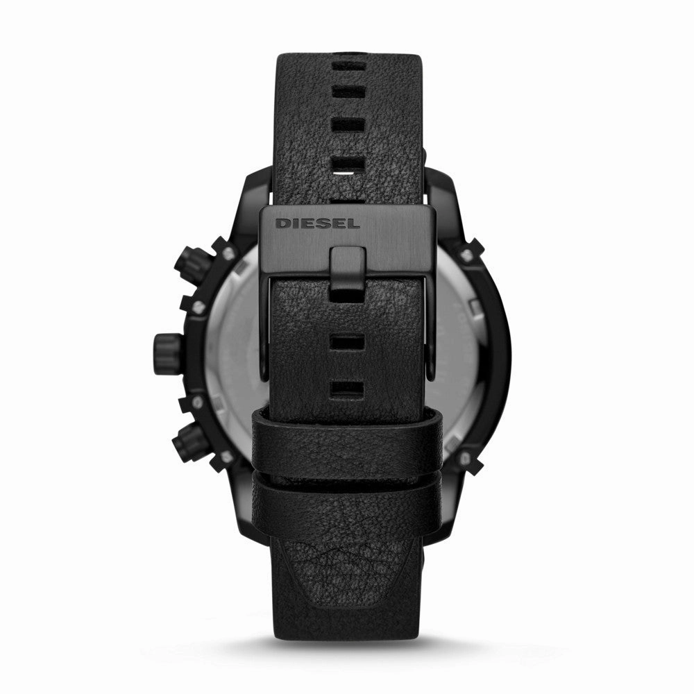 Diesel Griffed Chronograph Black Leather Watch DZ4519