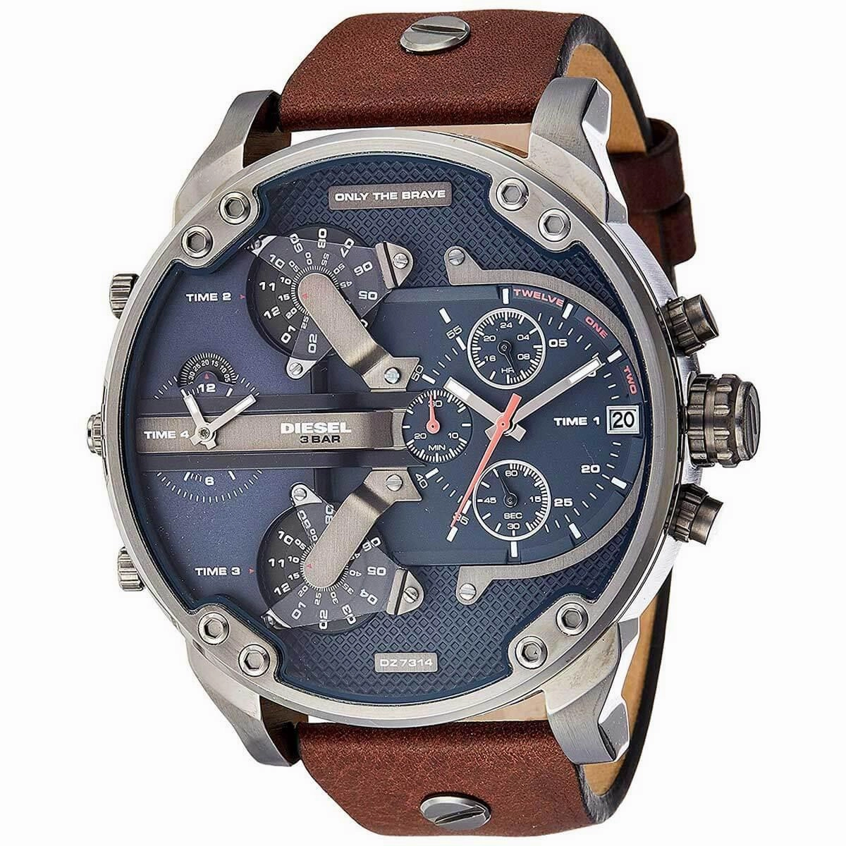 Diesel Men's Chronograph Watch - Mr. Daddy 2.0 Brown Leather Strap | DZ7314