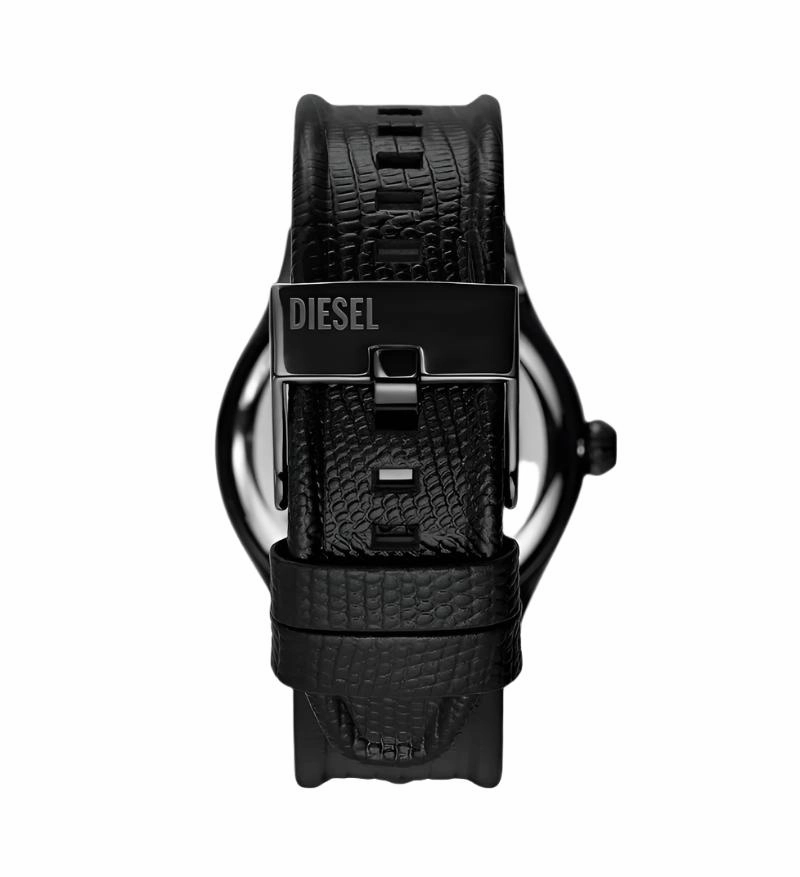 Diesel Vert Three-Hand Black Leather Strap Watch DZ2193