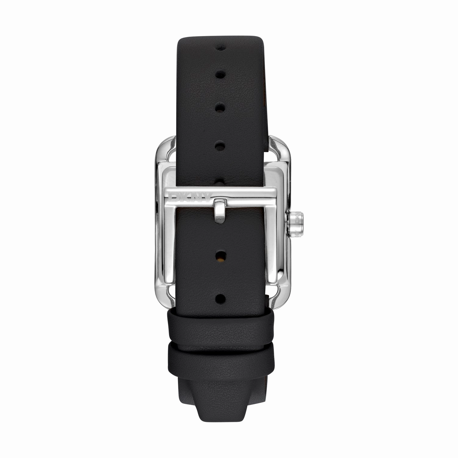 DKNY City Midi Silver Dial Black Leather Strap Watch DK1L004L0015