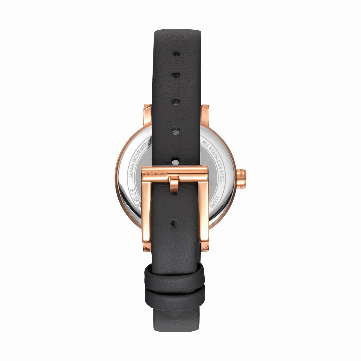 DKNY Soho Glitz Silver Dial Black Leather Strap Watch DK1L038L0035