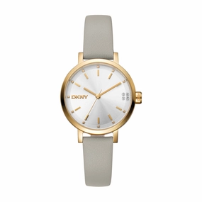DKNY Soho Glitz Silver Dial Grey Leather Strap Watch DK1L038L0025