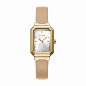 DKNY Uptown Midi Silver Dial Beige Leather Strap Watch DK1L076L0025
