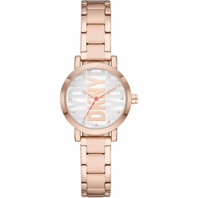 DKNY Women's Watch - Soho Quartz Silver Dial Rose Gold Tone Steel Bracelet | NY6648