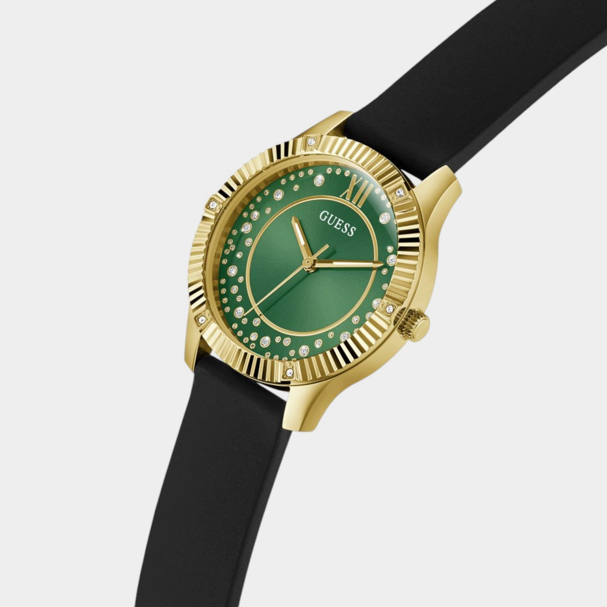 Dress Women Quartz Green Dial Analog Silicone Watch GW0766L3