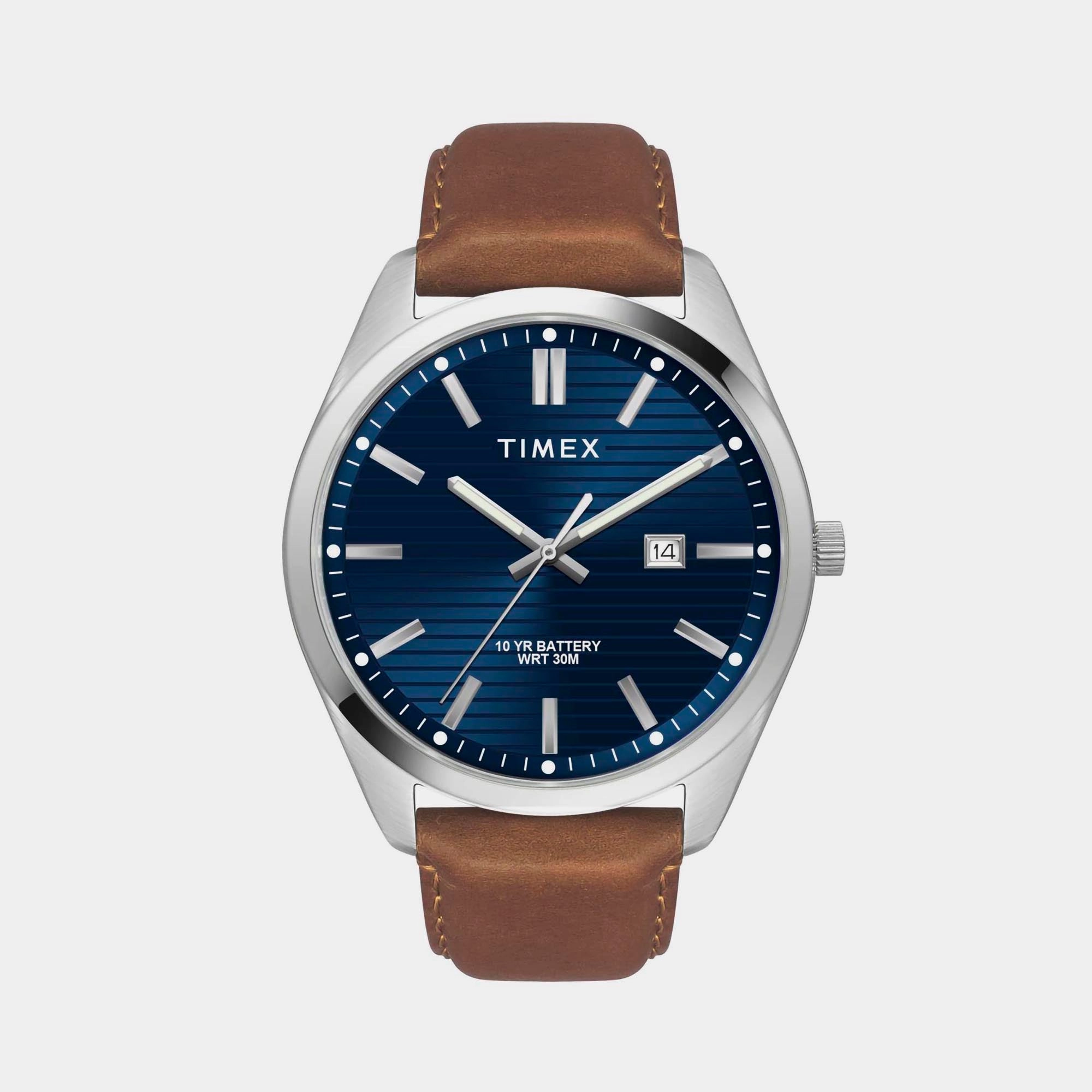 E Class Men's Blue Dial Analog Leather Watch TWTG10408