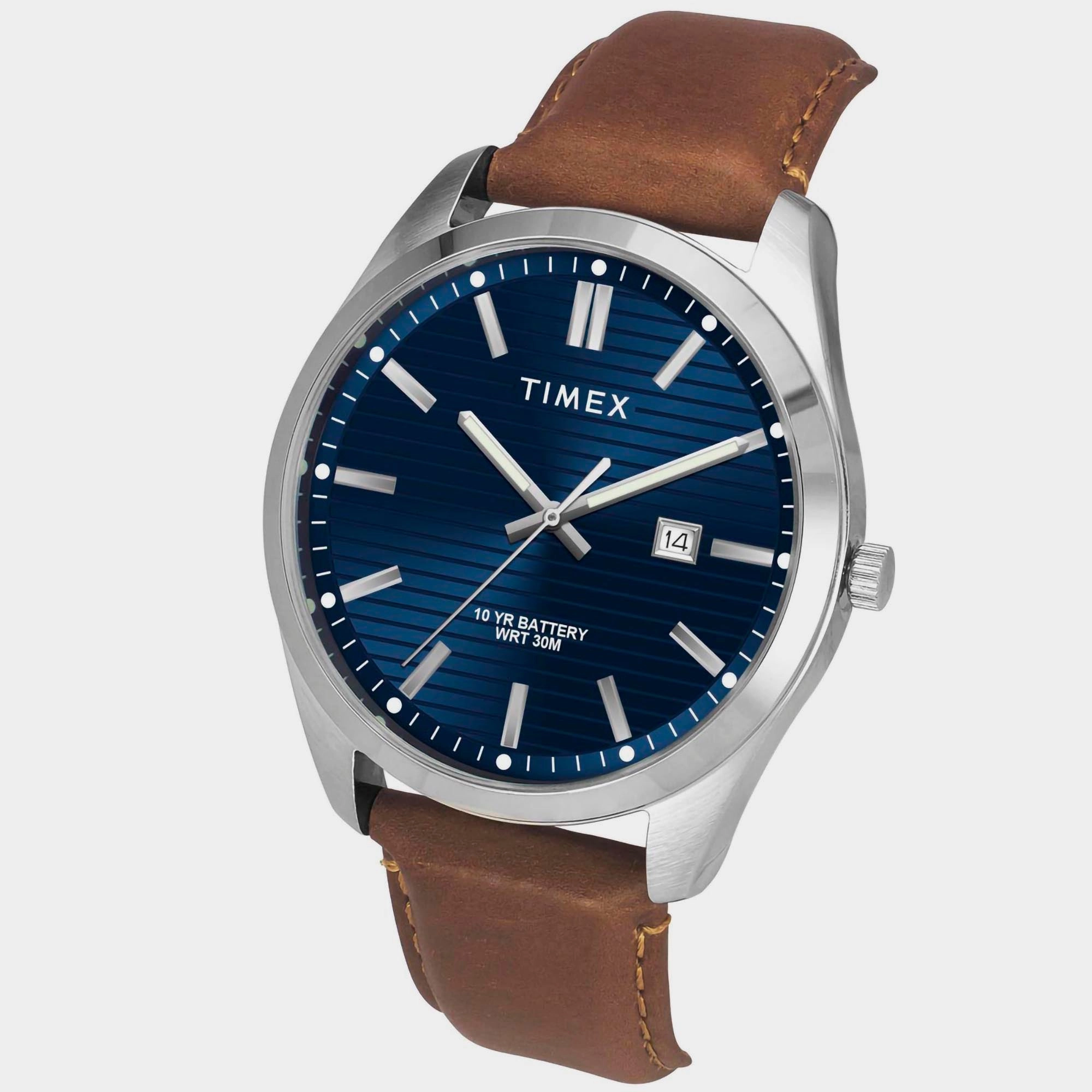 E Class Men's Blue Dial Analog Leather Watch TWTG10408