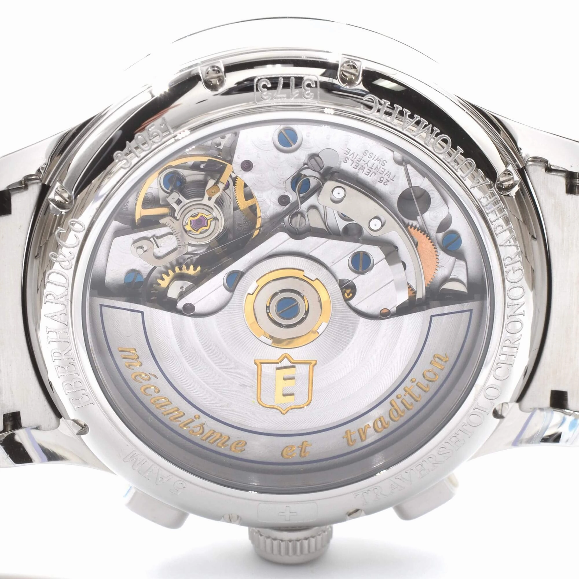 Eberhard & Co. Men's Watch Traversetolo Automatic Chronograph - Black Dial SS Bracelet | 31051.3