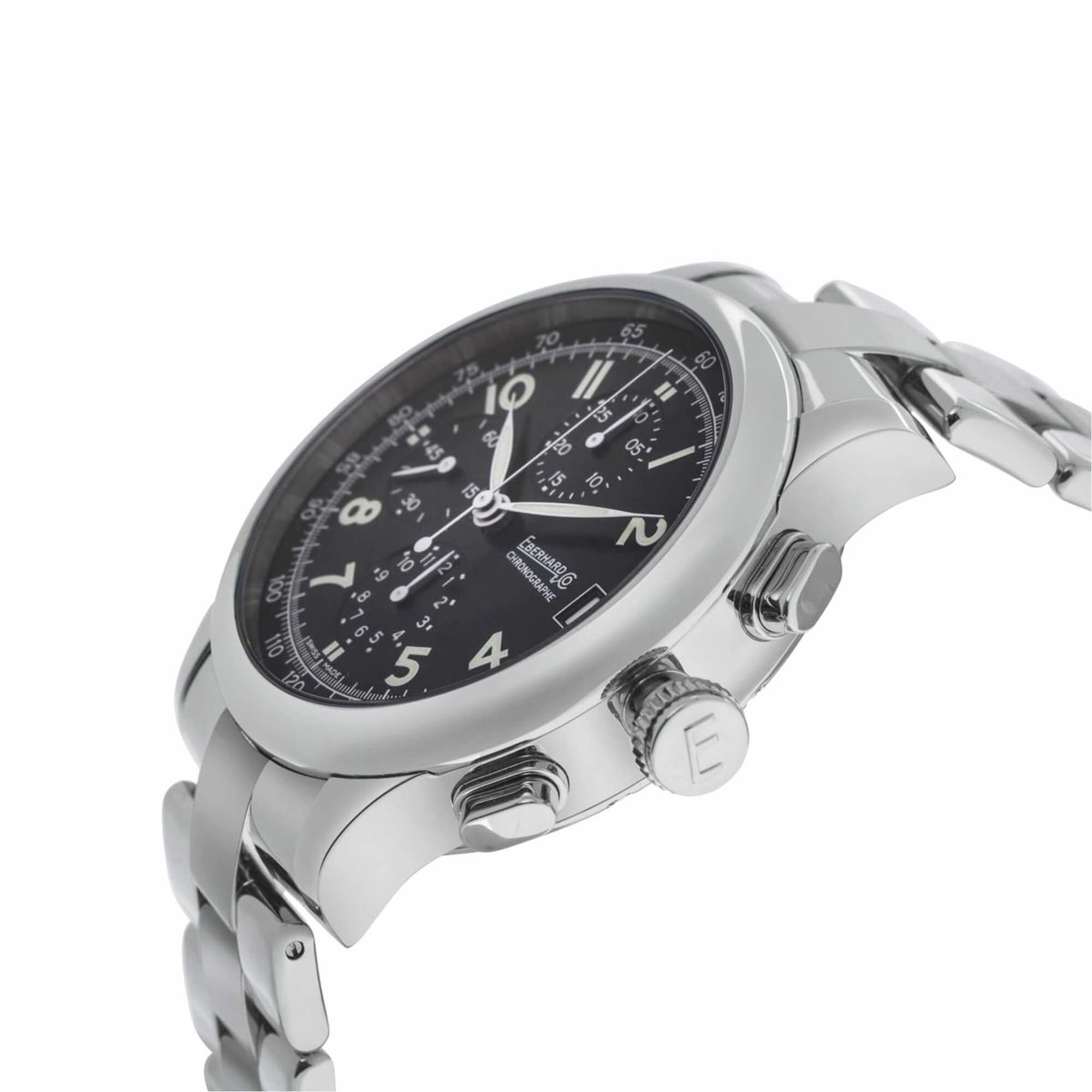 Eberhard & Co. Men's Watch Traversetolo Automatic Chronograph - Black Dial SS Bracelet | 31051.3