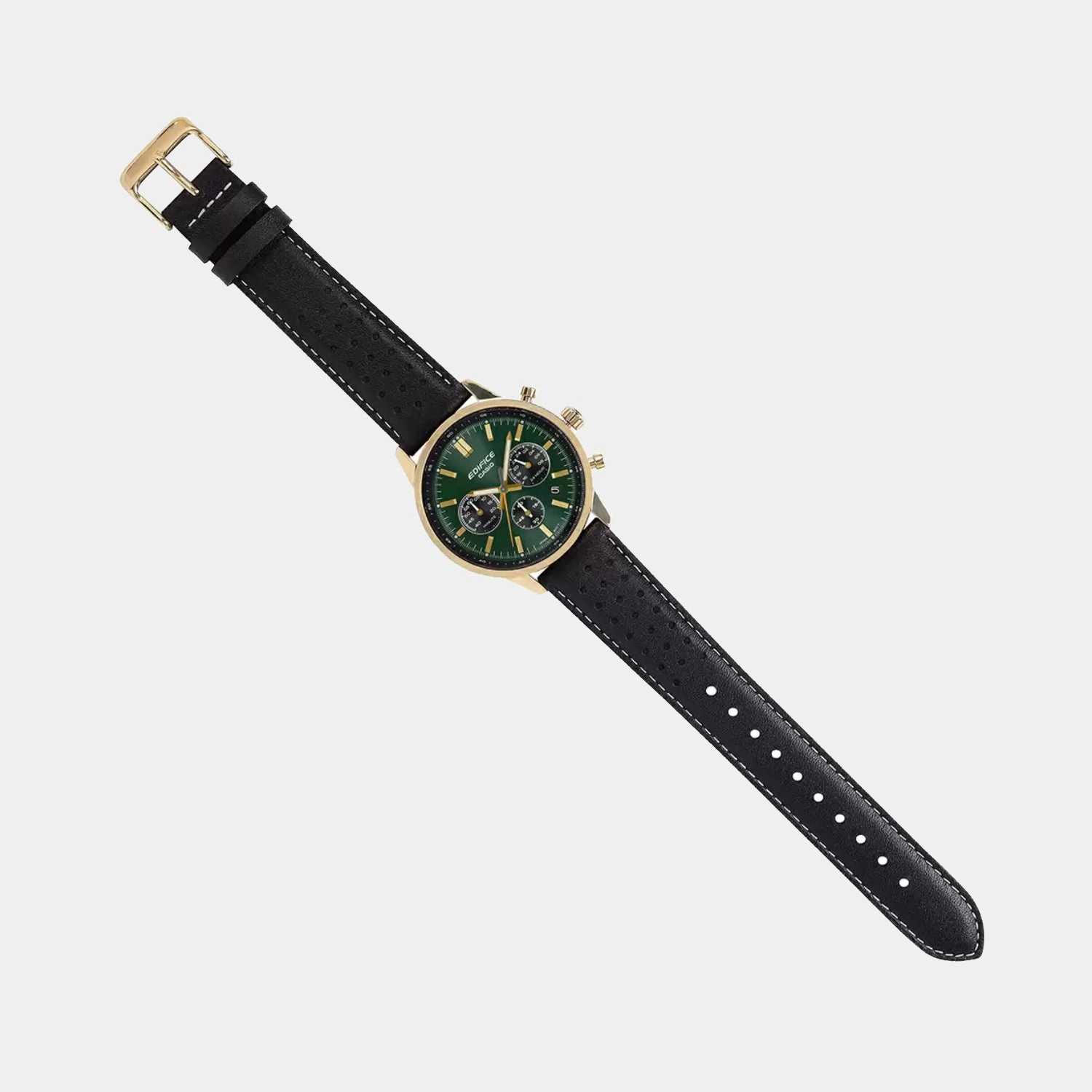 Edifice Men Quartz Green And Black Dial Multi-Function Leather Watch EFR-575CL-3ADF - ED658