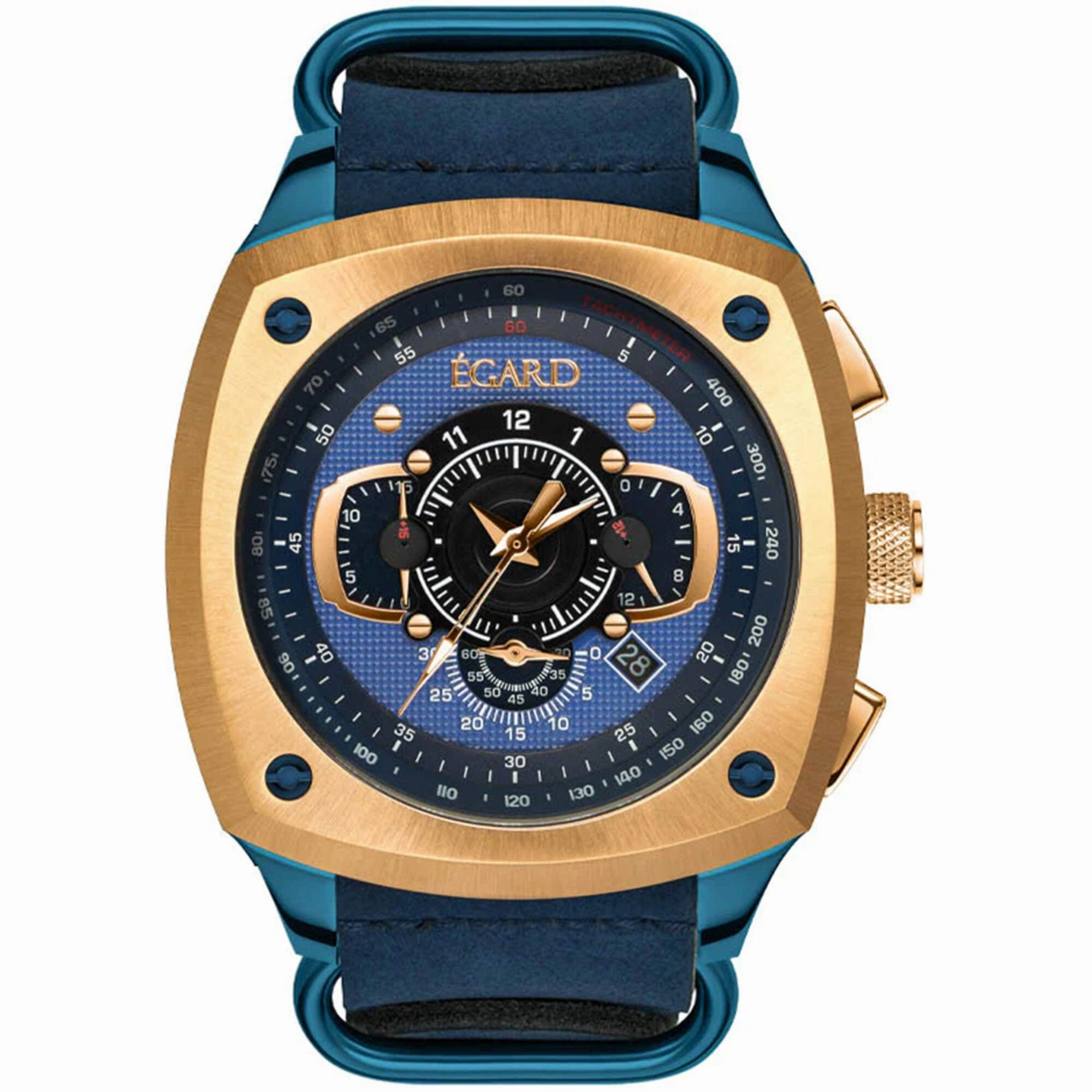 Egard Men's Watch - V1-Viking Suri Quartz Blue Dial Leather Strap | WCH-5083-Y0N178