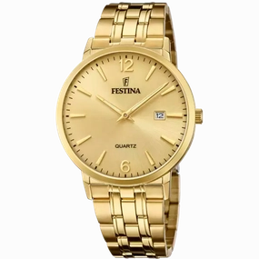 Elegant Festina Men's Watch with Gold Stainless Steel Strap and Champagne Dial F20513/3