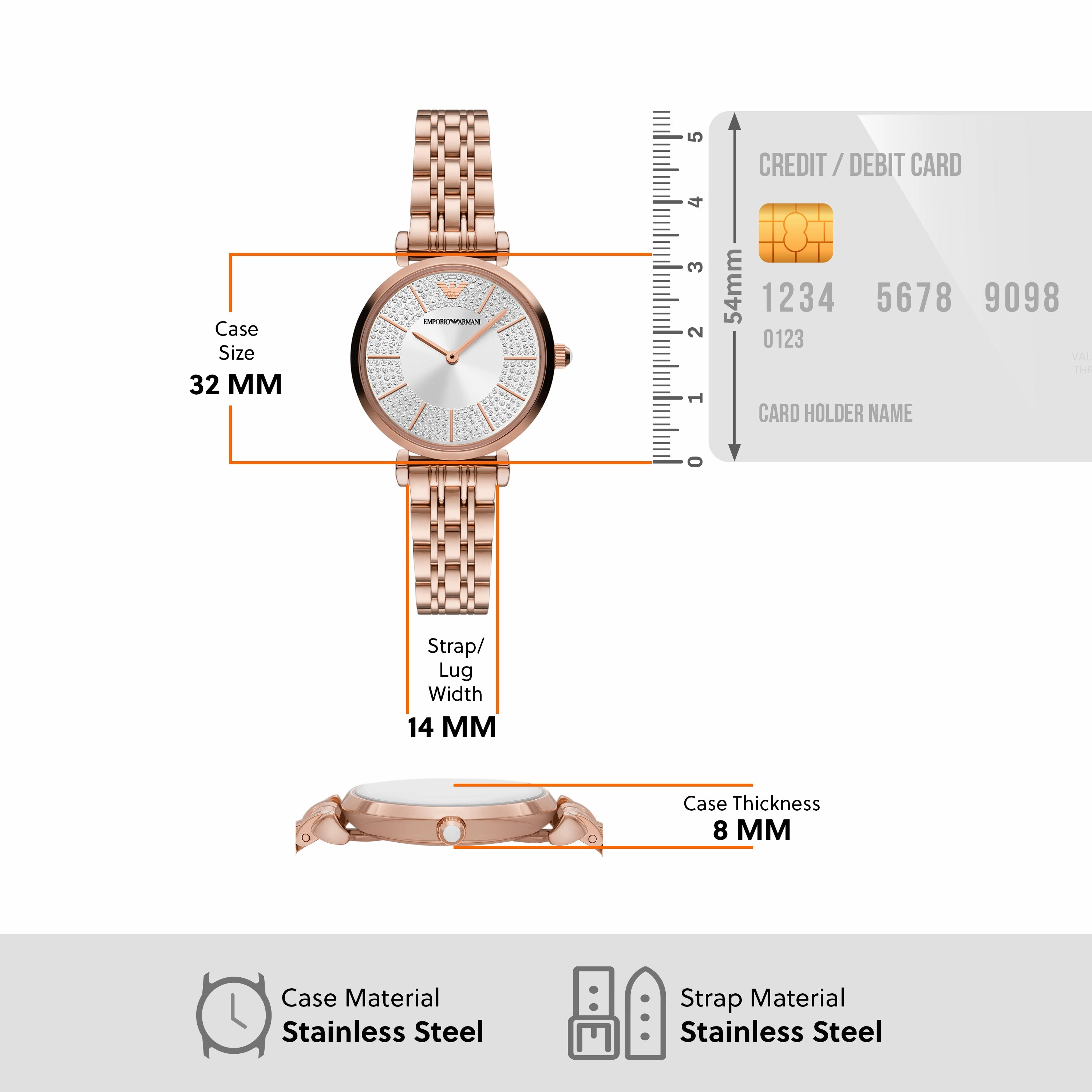 Emporio Armani Elegant Rose Gold Women's Steel Watch AR11446