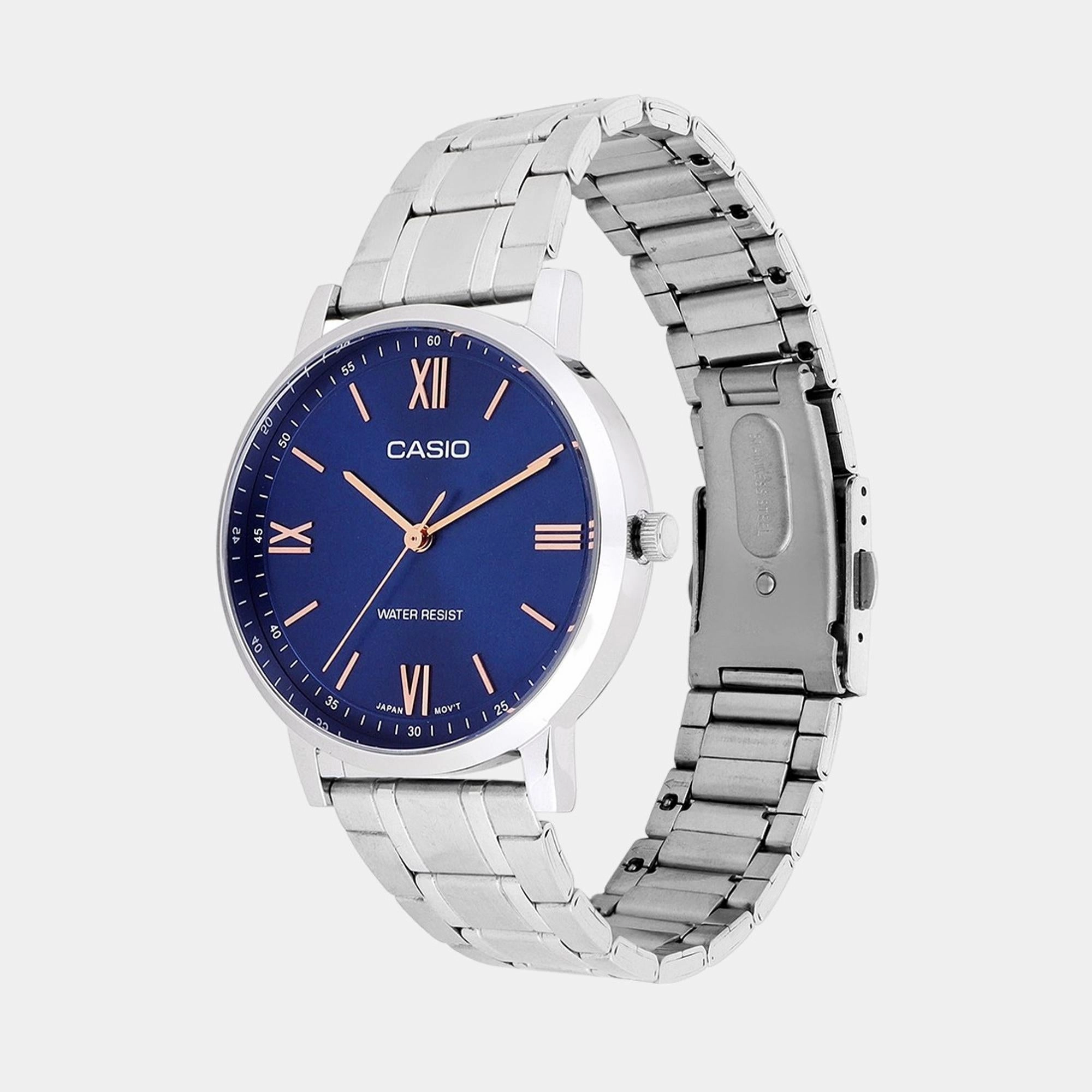Enticer Men Quartz Blue Dial Analog Stainless Steel Watch MTP-SN1D-2A A2154