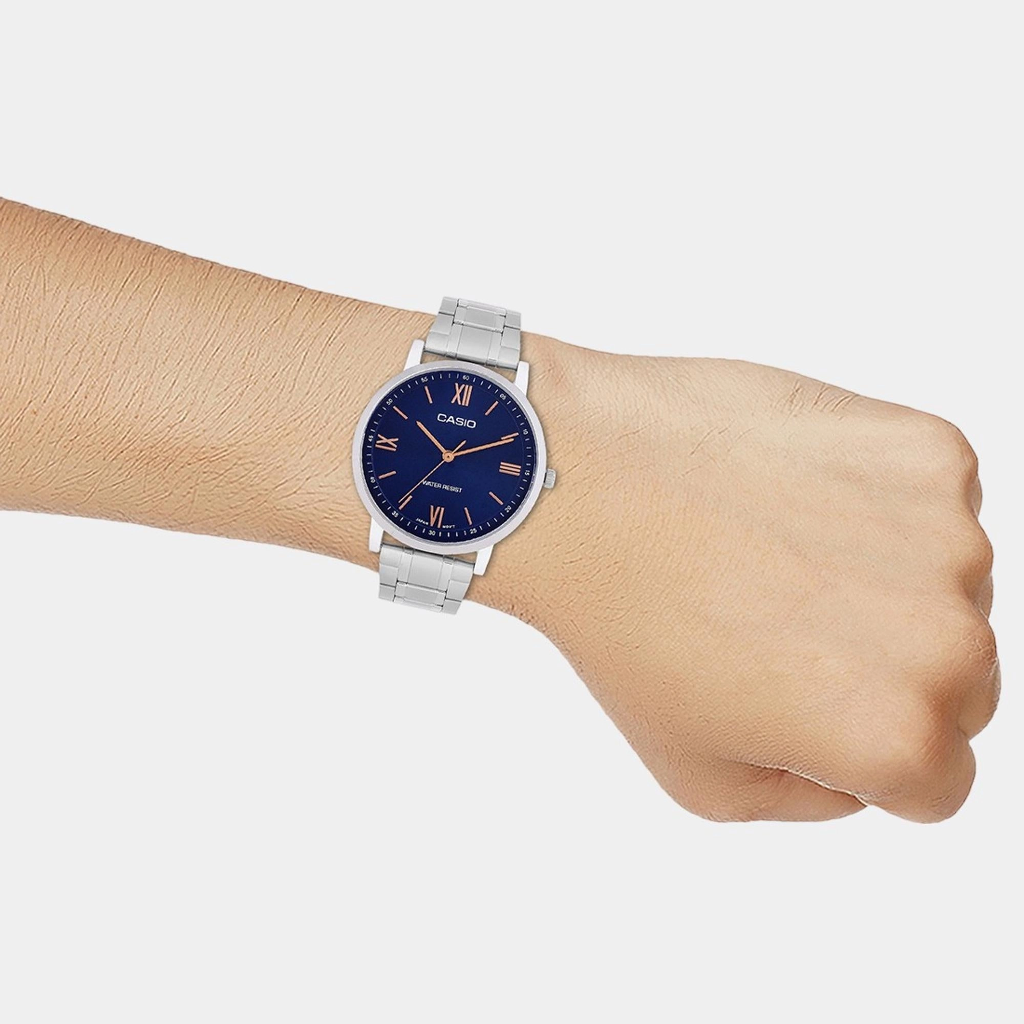 Enticer Men Quartz Blue Dial Analog Stainless Steel Watch MTP-SN1D-2A A2154