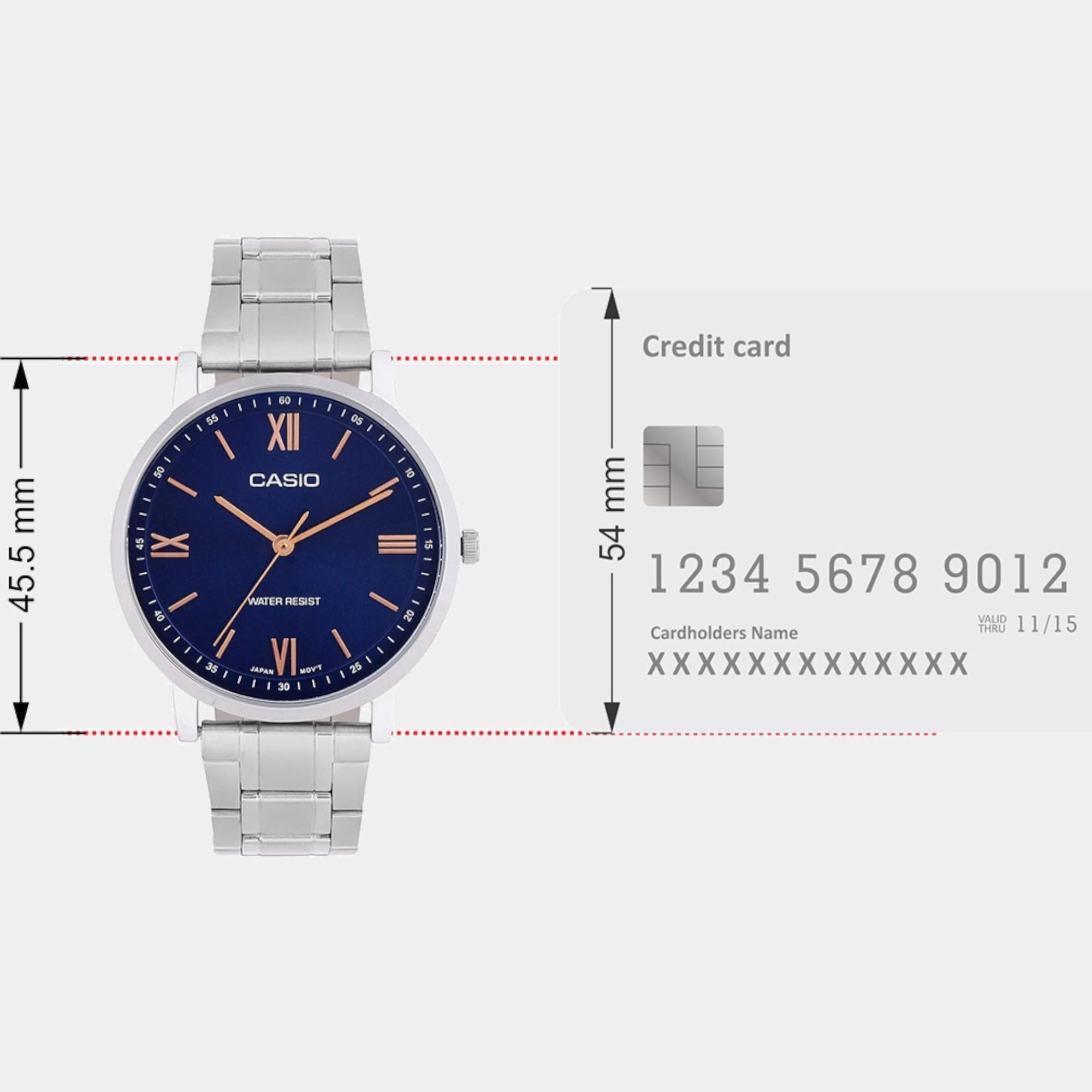 Enticer Men Quartz Blue Dial Analog Stainless Steel Watch MTP-SN1D-2A A2154