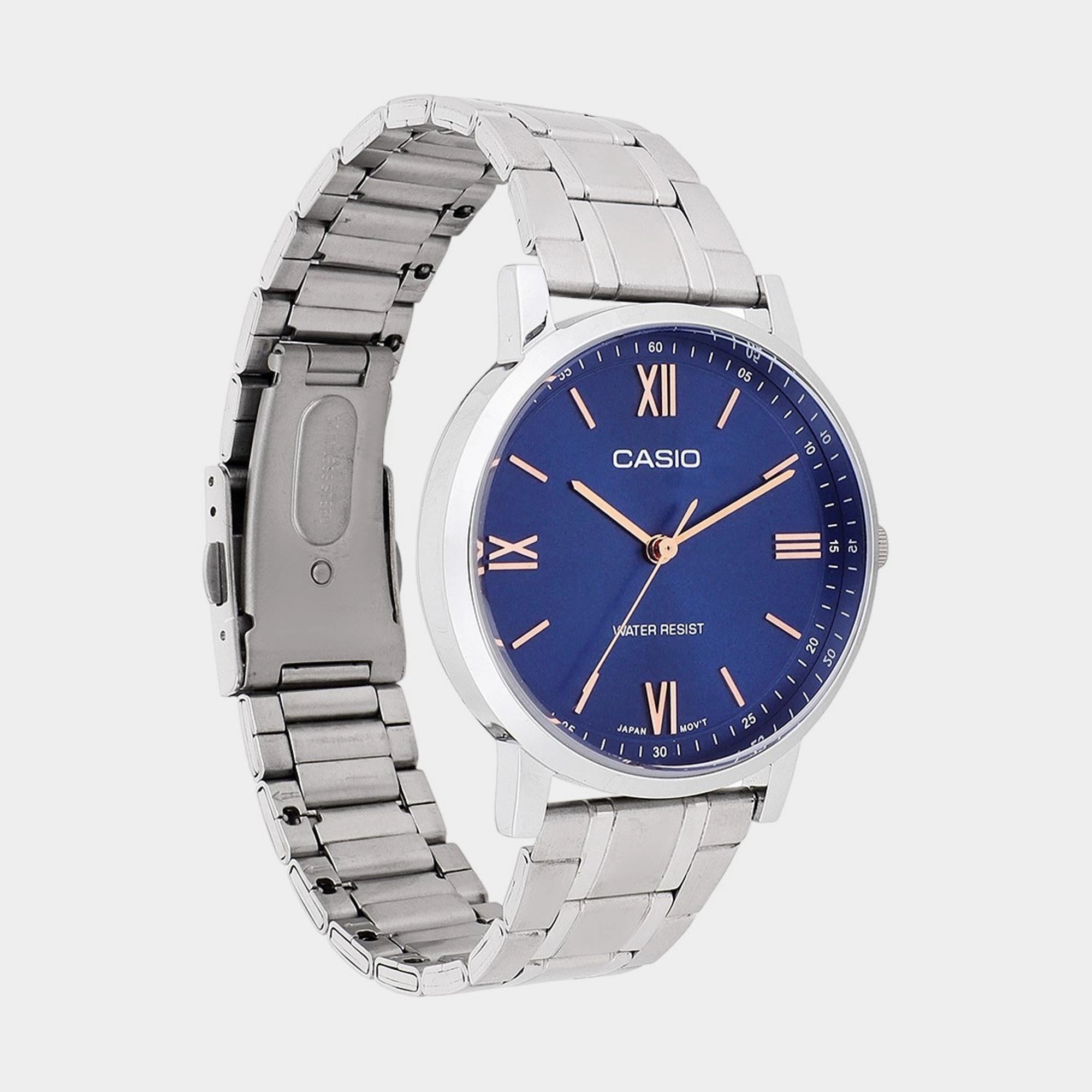 Enticer Men Quartz Blue Dial Analog Stainless Steel Watch MTP-SN1D-2A A2154