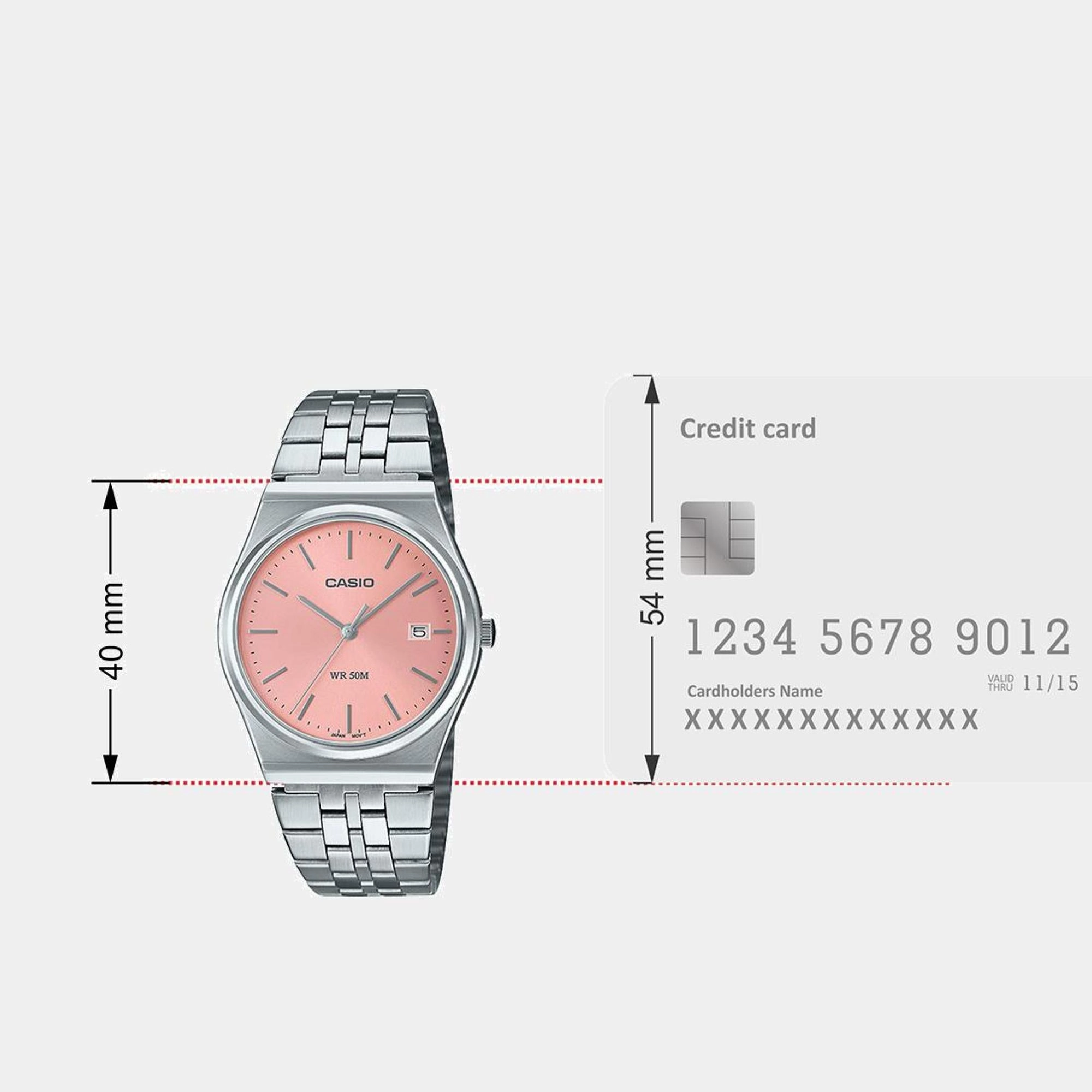 Enticer Men Quartz Pink Dial Analog Stainless Steel Watch MTP-B145D-4AVDF A2200