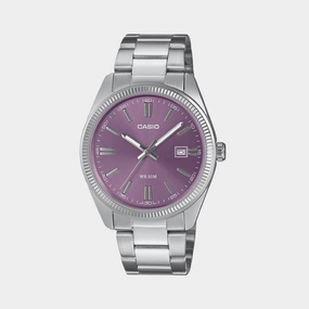 Enticer Men Quartz Purple Dial Analog Stainless Steel Watch MTP-1302PD-6AVEF A2368