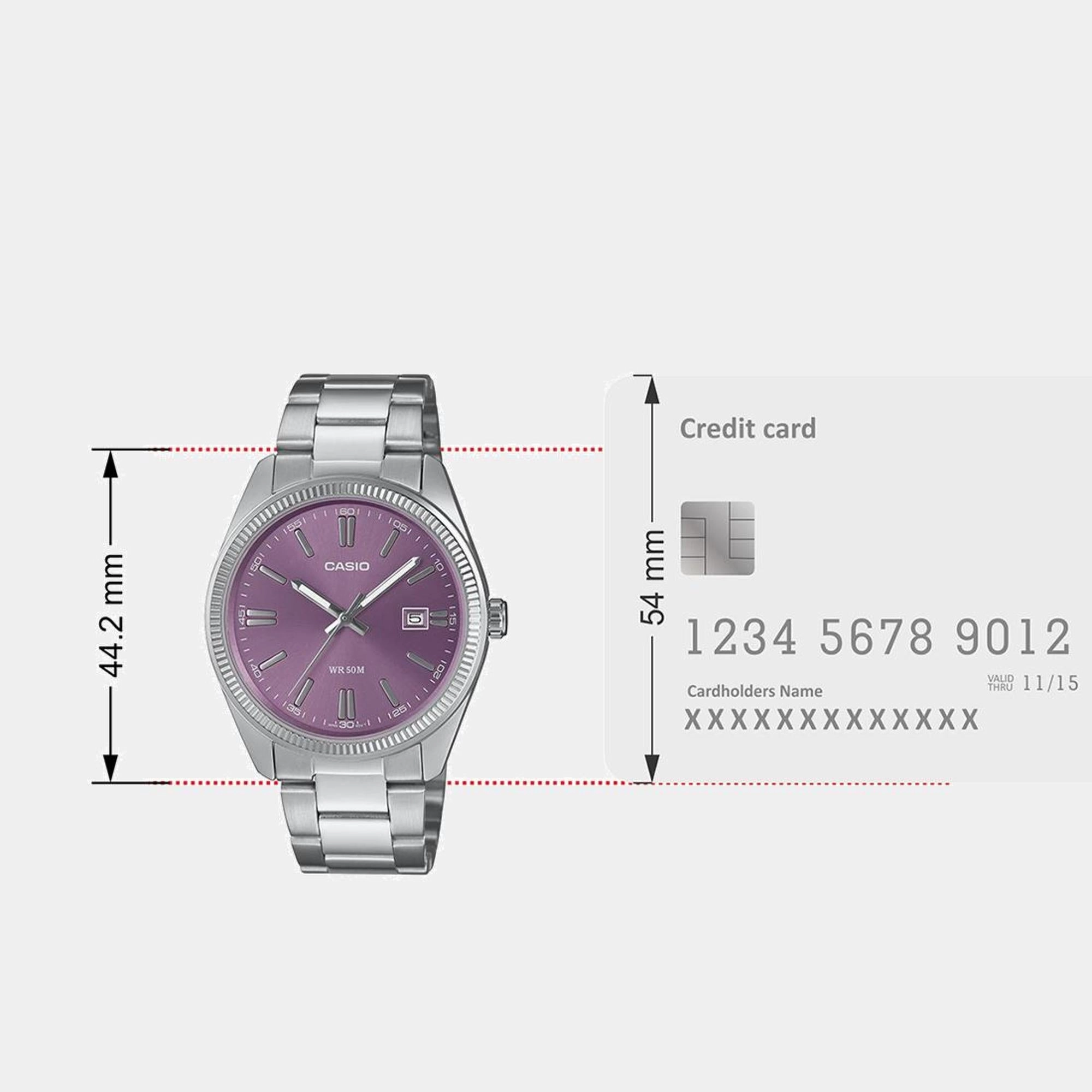 Enticer Men Quartz Purple Dial Analog Stainless Steel Watch MTP-1302PD-6AVEF A2368