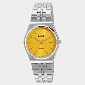 Enticer Men Quartz Yellow Dial Analog Stainless Steel Watch MTP-B145D-9AVDF - A2238