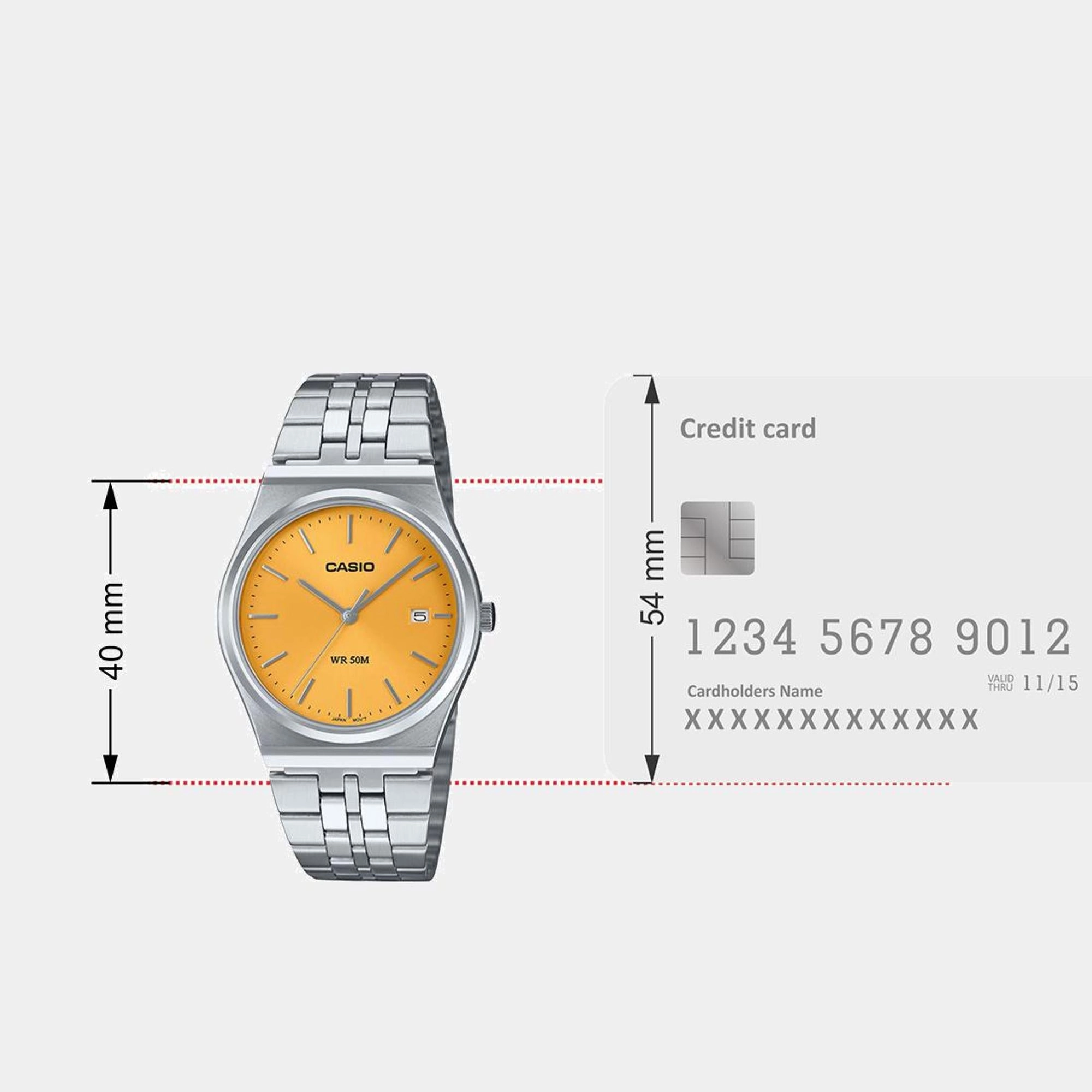 Enticer Men Quartz Yellow Dial Analog Stainless Steel Watch MTP-B145D-9AVDF - A2238