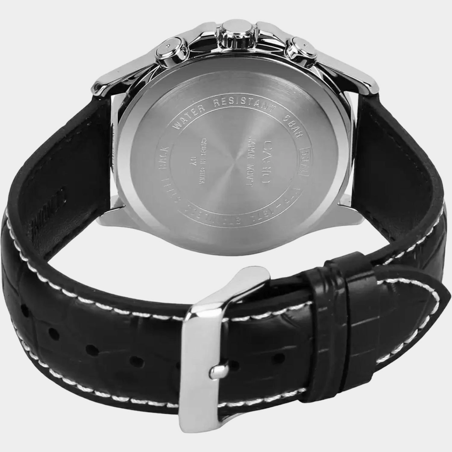 Enticer Men's Black Chronograph Leather Watch A834 - MTP-1374L-1AVDF